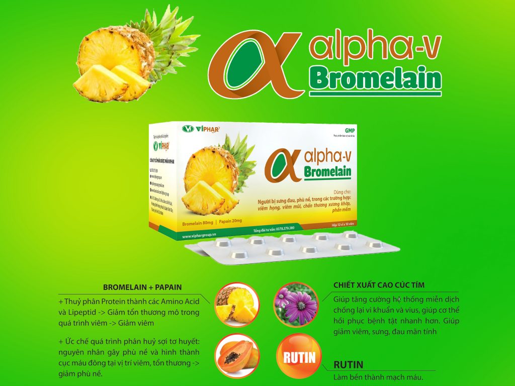 Bromelain Enzym giúp giảm sưng chống viêm đường hô hấp từ quả Dứa